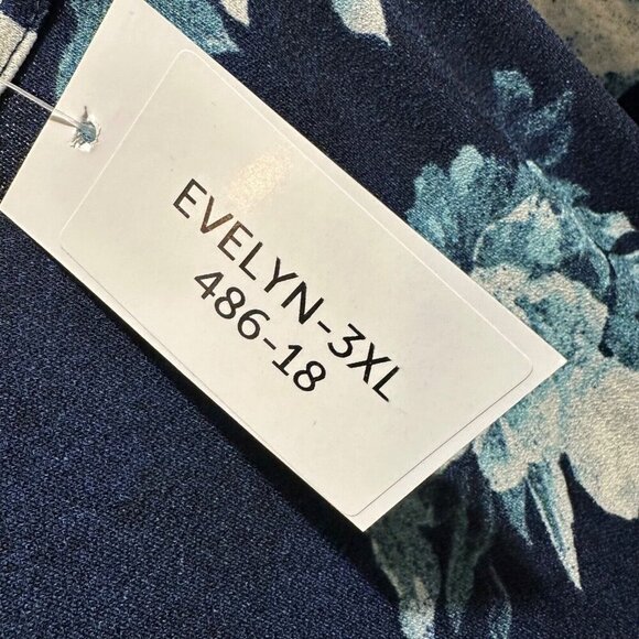 Lularoe Evelyn Womens Size 3XL Navy Blue Floral Smock Waist Maxi Dress ~ NWT - Picture 9 of 12